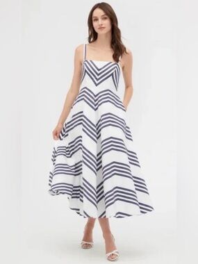 Hill House Margot Navy Striped Dress - size medium
